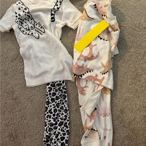 Old Navy Kids' White and Black Animal Print Pajama Set